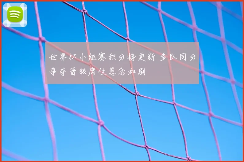 世界杯小组赛积分榜更新 多队同分争夺晋级席位悬念加剧